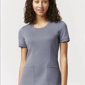 Jaanuu Ruffle Scoop Neck Scrub Top BNWT